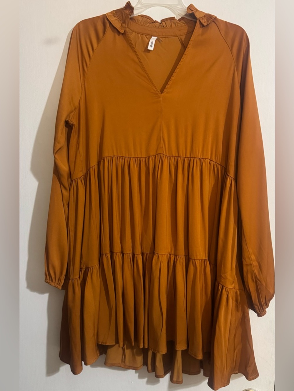 glam Rust Brown Long Sleeve Mini Dress